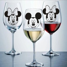 4 x Mickey/ Minnie Mouse Vinyl Deko Weinglas Glas Gläser Sticker Aufkleber Wand
