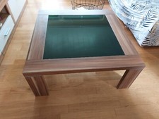 Couch Tisch Nussbaum mit Schwarzglas 
