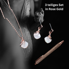 Halskette, Ohrringe & Strass-Kugelschreiber – Geschenkset in edlem Rose Gold