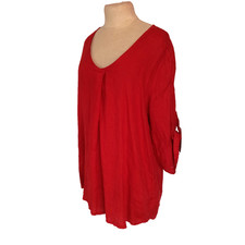 💙 Damen Bluse Rot Leinen