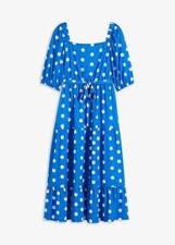 Midikleid 50 blau weiß - midikleid,
