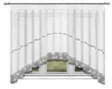 Fenstergardine Gardine 300/400/500x150 cm  Zirkonia Silber Band Fertiggardine