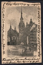 Künstler-AK München, Altes Rathaus mit Denkmal 1924 