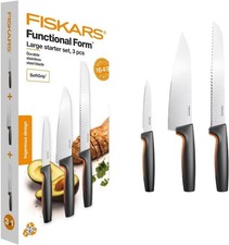 Fiskars Küchenmesser-Set, 3-teilig, Functional Form, Koch-, Gemüse- & Brotmesser