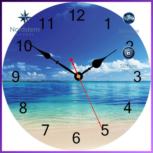 Wanduhr 30cm blau lautlos - 30cm,