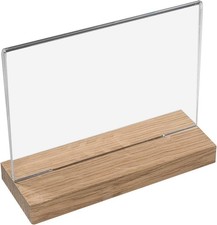 HMF 5x Acryl Tischaufsteller mit Holzfuß gerade DIN A4 Querformat