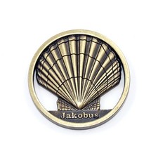 Einkaufswagenchip Jakobsmuschel altmessingfarben - Jakobsweg Pilgerweg Andenken