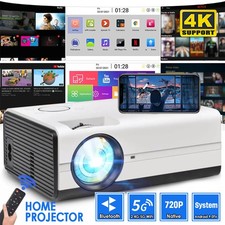 5G 4K Projektor HD Beamer WiFi LCD Heimkino 250" HDMI Bluetooth,Android 9.0