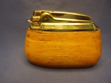 Ronson Varaflame Tischfeuerzeug in Gold Edelholz  - gasdicht und funktionsfähig