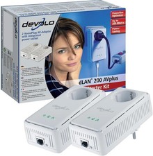devolo dLAN 200 AVplus Starter Kit Powerline Steckdosen Adapter Internet LAN