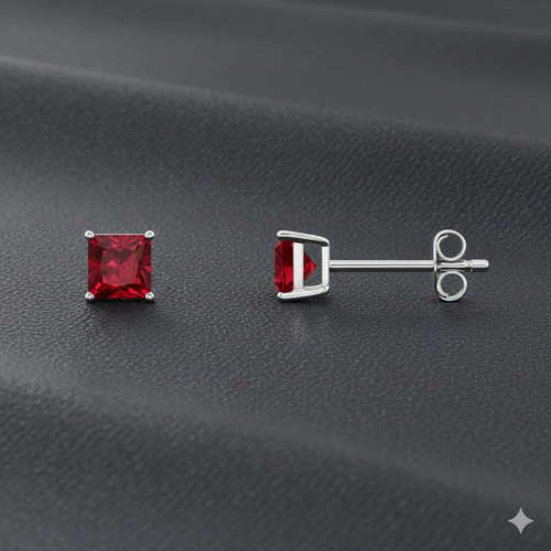 Roter rubin damen ohrstecker - rubin,