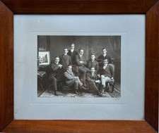 Bilderrahmen Nussbaum Antik Jugendstil Vintage mit Foto Herren Heidelberg 1905
