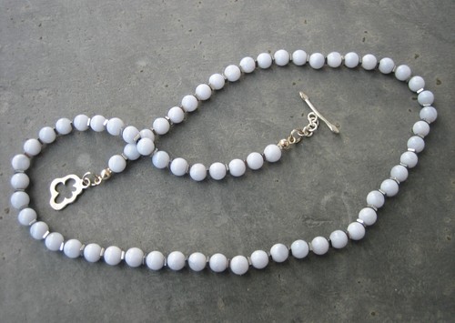Chalcedon halskette lang - chalcedon, cm