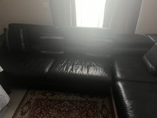 Schwarze Ledercouch 4-Sitzer