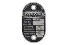 Typenschild für BMW, Awtowelo