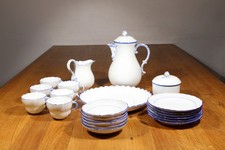 Meissen Porzellan Kaffee-Set 6 Pers. Blauer Rand ca. 1920
