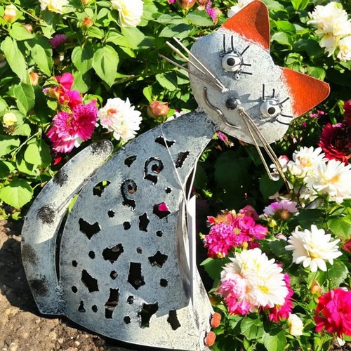 Katze gartenfigur metall - katze,