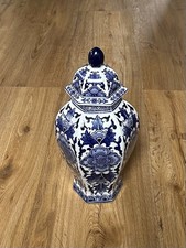 Chinesische Jingdezhen Porzellan Deckelvase Vase Blau Weiß Florales Muster