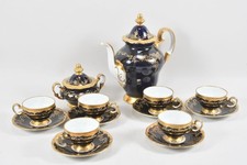 C26P10- Weimar Kobalt Porzellan Mokka Service für 6 Personen gemarkt GDR