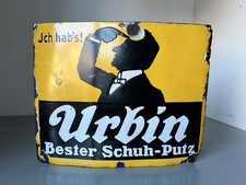 altes Emailleschild  Urbin „Bester Schuh-Putz“ 20er  30er antik Original Werbung