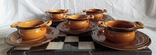 5 X Gallo Provence Ragu-Schalen mit Untertellern – Braunmeliert Vintage