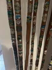 7 Wanderstöcke Holz mit Plaketten