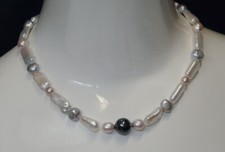 Collier aus Süsswasser-Zuchtperlen mit Wechselschließe Hämatit