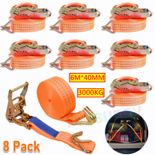 8pcs Spanngurt mit Ratsche 40MM 6 Meter 3000 kg Zurrgurte LKW Anhänger Slackline