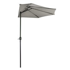 Sonnenschirm Gartenschirm Sonnenschutz halbrund grau Ø / Breite 300x156 cm