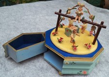 Vintage Spieluhr  / Spieldose HEDO Germany mit Engeln u. Schmuckfach, Erzgebirge