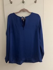 Dunkelblaue Satin Bluse mit