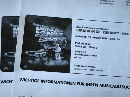 Musicaltickets zurück die - in,