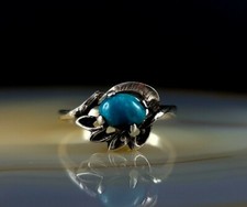 Ring Silber 925 Indianer Türkis Sterling 18,2 mm M.T. - verspielt silver anello