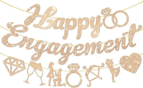 Gold engaged girlande happy - girlande,
