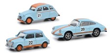 Schuco 1/87 - 452671600 MHI Set Vintage Racing hellblau/orange 3-tlg - Neu & OVP