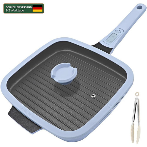 Grillpfanne eckig 26x24cm blau - grillpfanne,