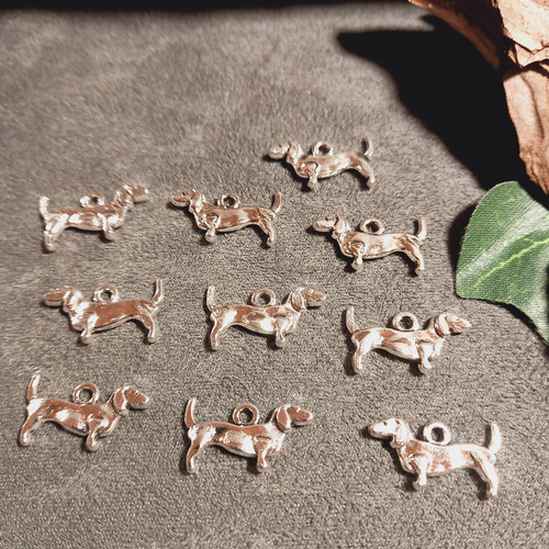 Dackel silberfarben charms - 10,