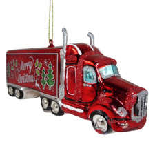 Christbaumschmuck LKW Truck rot  Glas Weihnachten Anhänger Weihnachtskugel