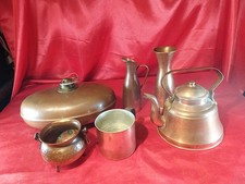 6 Antike Alte Kupfer Kannen Bettwärmer Vasen Übertopf 2,05 Kg. (5557)