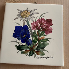 Dekokachel / Zierkachel z.Aufhängen Berchtesgaden, Gebirgsblumen, Nostalgie, alt