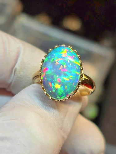 Blauer feueropal ring - feueropal,