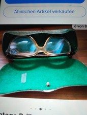 Altes Brillenetui mit Brille  50-60 ern Metallgehäuse Maseriert Silberfarbig 