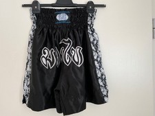 BAY® Kickboxhose Gr.180 / Satinhose Hose Kickboxen Satin Kampfsport kurz schwarz