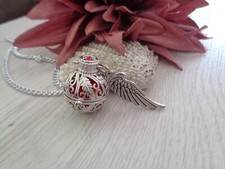 Engelsrufer-Kette silber mit roter Klangkugel (Modeschmuck)