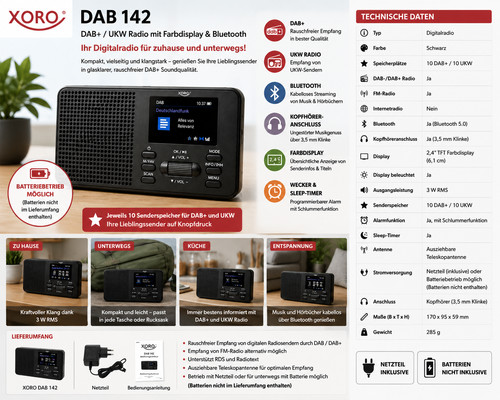 Xoro dab ukw radio - dab+/ukw, mit