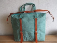 Shopper Umhängetasche  Damentasche 35x11x35 cm Polyester Mint mit Cognac-Ton Neu