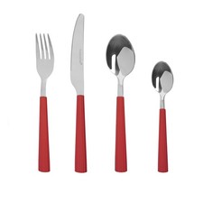 16er Set Stahl Besteck roter