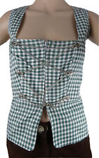 Damen Trachtenhemd Trachten Bluse Mieder grün kariert mit Kettenschnürung 42