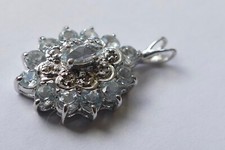 Anhänger 13 hellblaue u. 8 weiße Steine 925 Silber Vintage 90er pendant silver