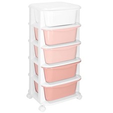 SPRINGOS Mobiles Regal mit 5 Schubladen – Rollschrank für Spielzeug